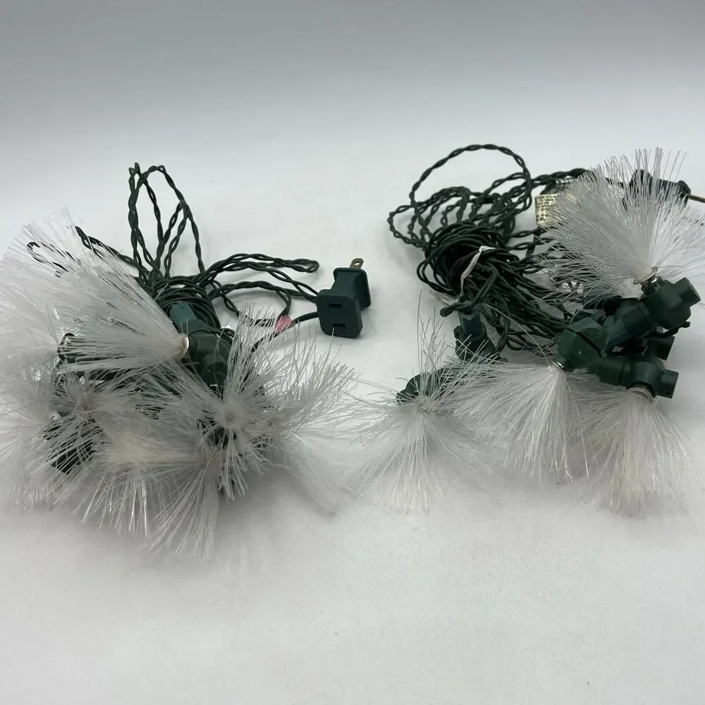 Set 2 Vtg Kurt Adler Fiber Optic 10 Christmas String Light Sets White WORKS